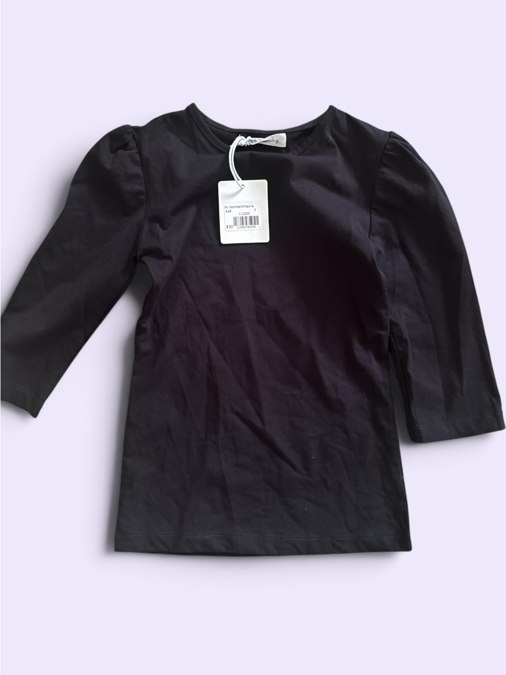 Lilou Kids Black Long-Sleeve Puff Shoulder Top